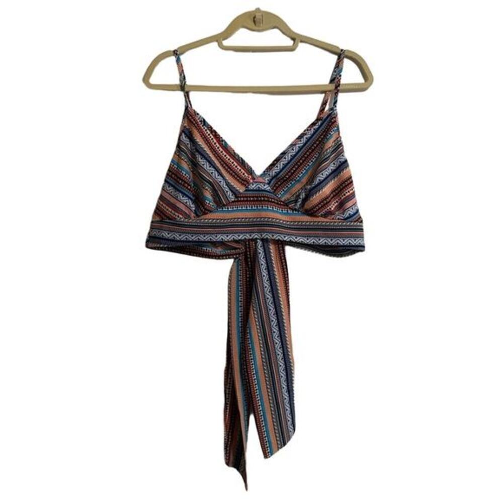 LSHEIN Top Womens Plus 0XL Multicolored Crop Top‎ Geometric Spaghetti Strap